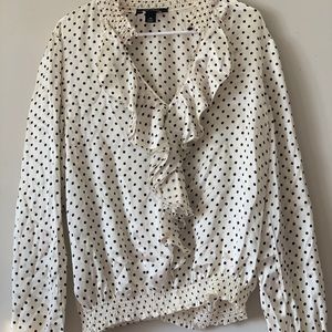 White House Black Market polka dot blouse size 16